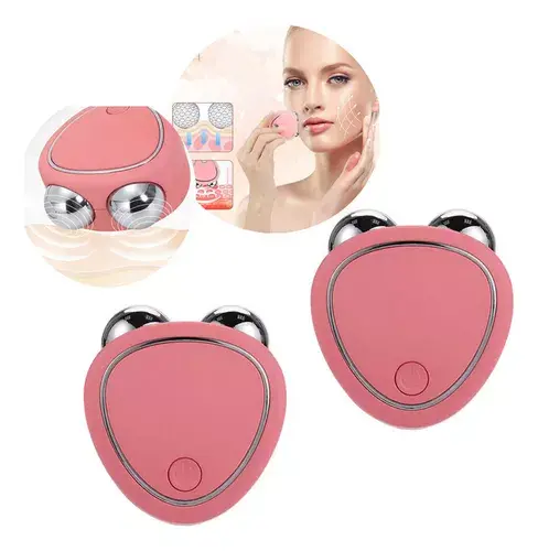 Masajeador Facial De Doble Rodillo Con Microcorriente